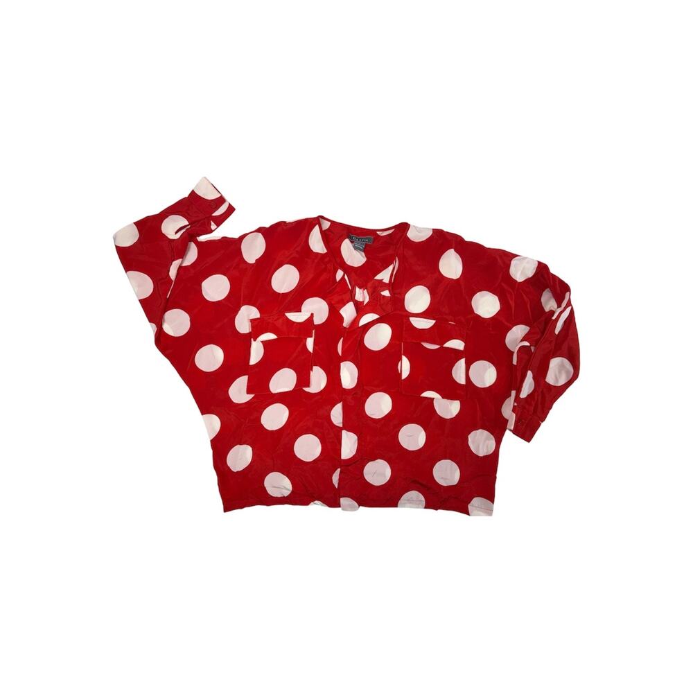 Gracia Red and White Polka Dot Blouse S